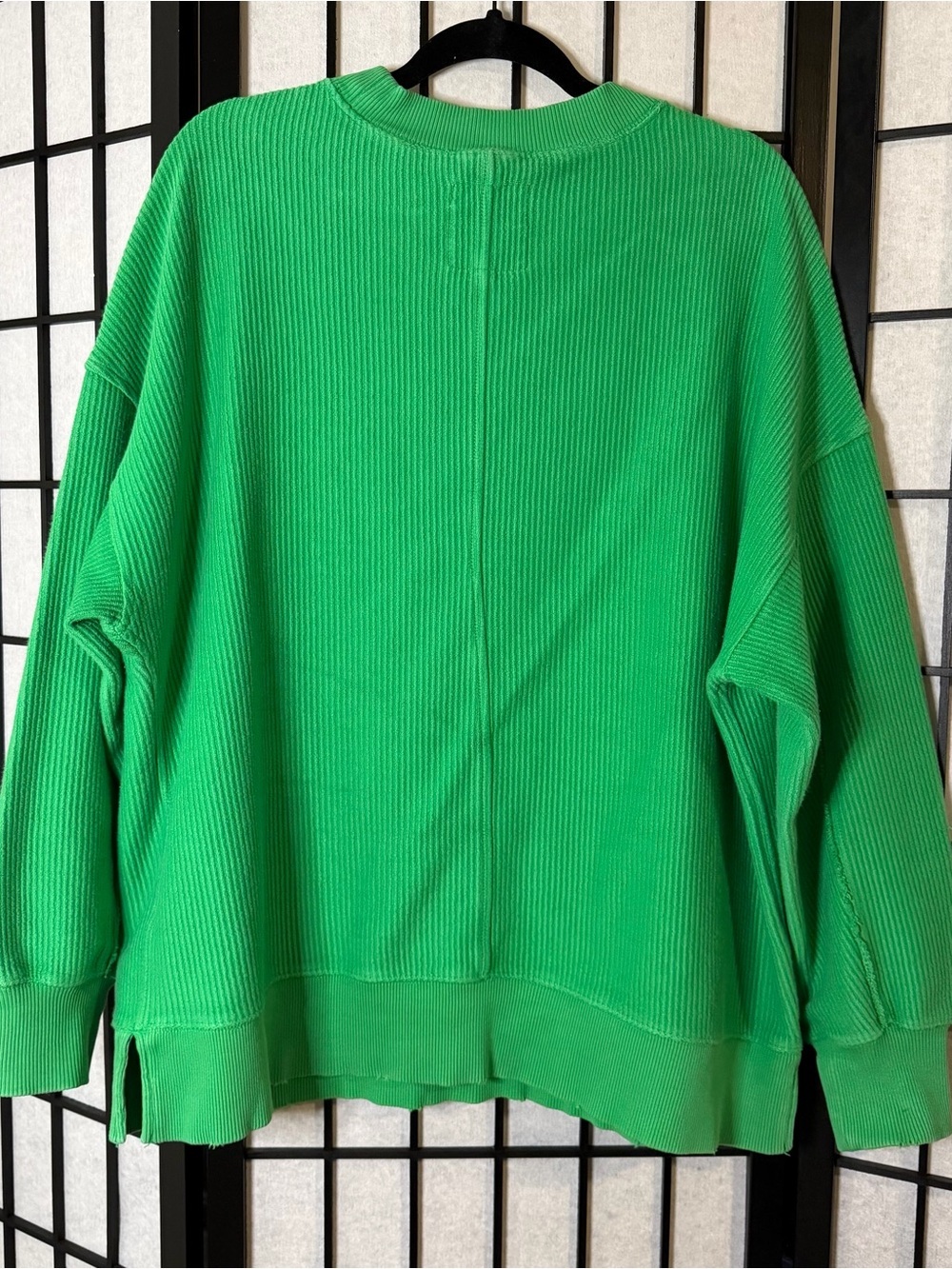 Aerie Big Chill Green Ribbed Heavyweight Crewneck Sweatshirt Small - Picture 2 of 6